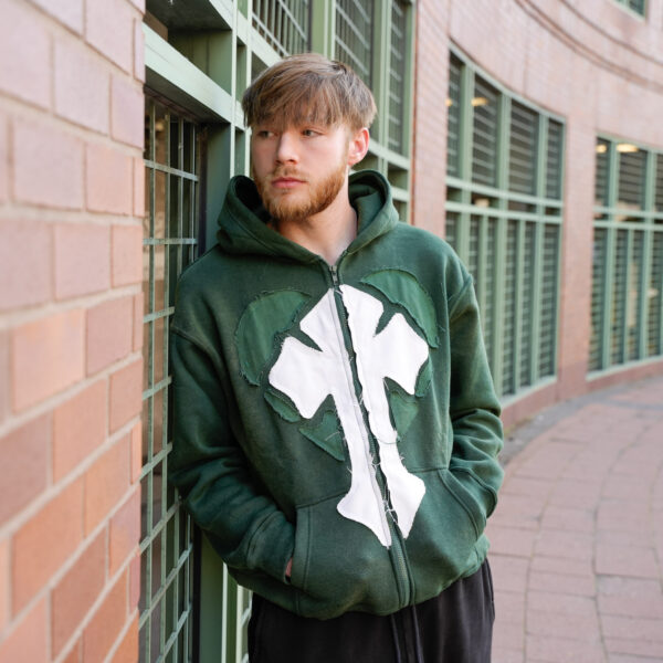 Green Missing Piece Zip Hoodie